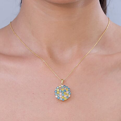 Luxuriant - SI-G-H Lab Grown Multi Diamond Pendant with Chain (Size 20) in 18K Vermeil Yellow Gold Plated Sterling Silver 3.50 Ct.