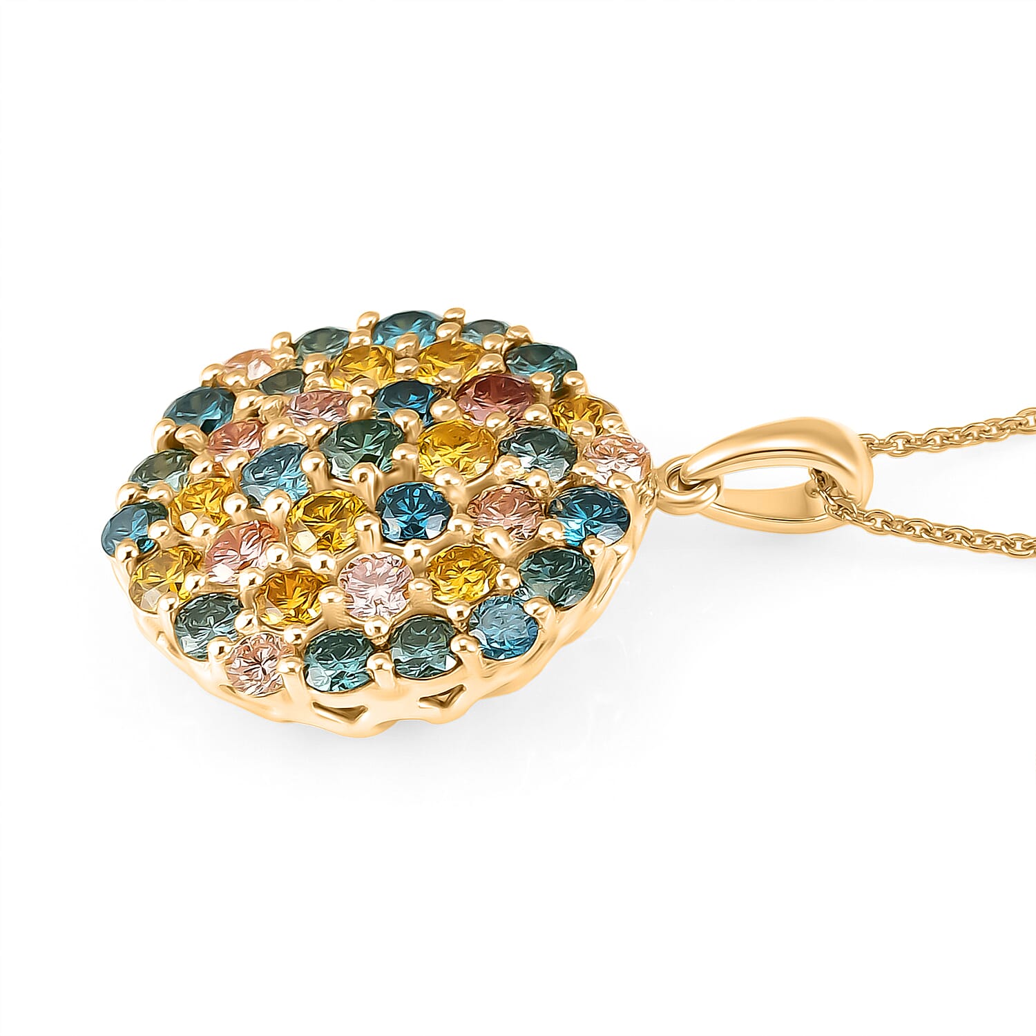 Luxuriant - SI-G-H Lab Grown Multi Diamond Pendant with Chain (Size 20) in 18K Vermeil Yellow Gold Plated Sterling Silver 3.50 Ct.