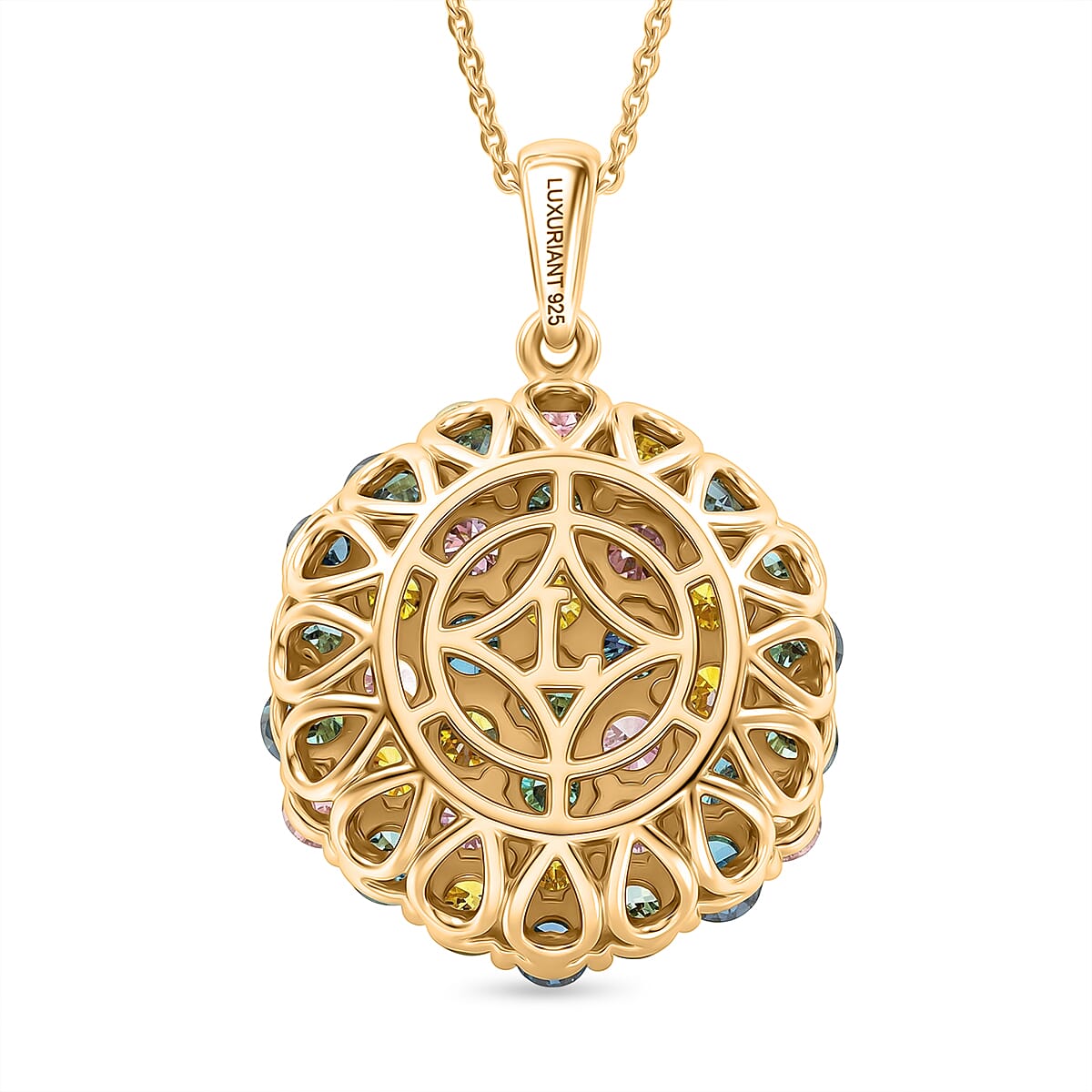 Luxuriant - SI-G-H Lab Grown Multi Diamond Pendant with Chain (Size 20) in 18K Vermeil Yellow Gold Plated Sterling Silver 3.50 Ct.