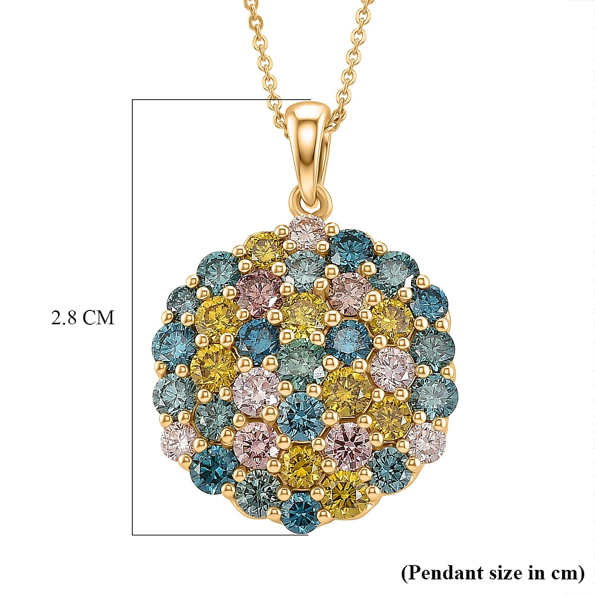 Luxuriant - SI-G-H Lab Grown Multi Diamond Pendant with Chain (Size 20) in 18K Vermeil Yellow Gold Plated Sterling Silver 3.50 Ct.