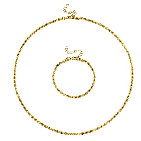 2 Piece Set -  Fancy Necklace and Fancy Bracelet Pure White Stainless Steel