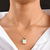 Luxuriant - AAA Ethiopian Opal & Lab Grown Emerald Pendant with Chain (Size -20) in 18K Vermeil Yellow Gold Plated Sterling Silver 3.96 Ct.