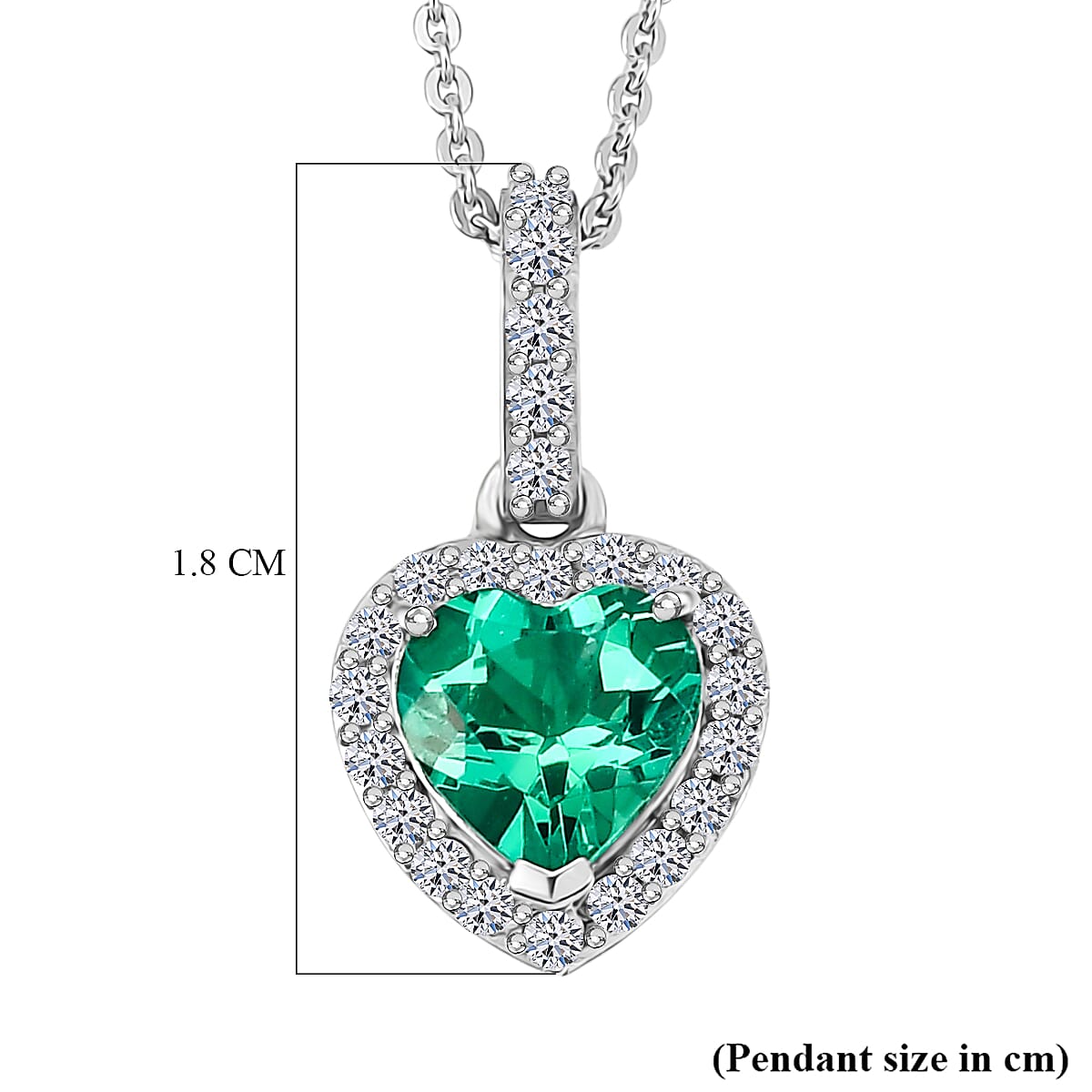 Luxuriant - Lab Grown Columbian Emerald and  Lab Grown Diamond (SI-G-H) Pendant with Chain (Size 20) in Rhodium Overlay Sterling Silver 1.27 Ct.