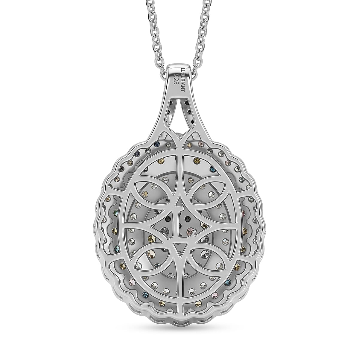 Luxuriant - Lab Grown Multi Diamond (SI-G-H) Pendant with Chain (Size 20) in Rhodium Overlay Sterling Silver 2.00 Ct.