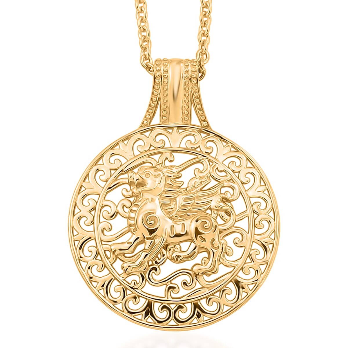 Pendant in Yellow Gold Plated Sterling Silver with Chain (Size 20)