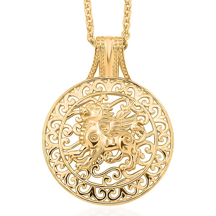 Pendant in Yellow Gold Plated Sterling Silver with Chain (Size 20)