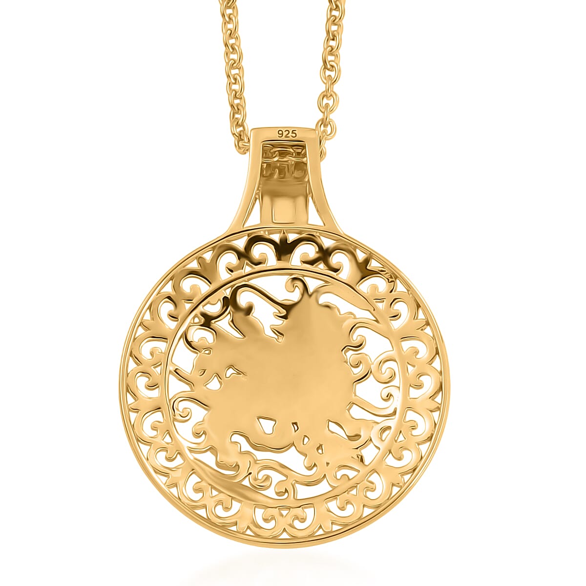 Pendant in Yellow Gold Plated Sterling Silver with Chain (Size 20)