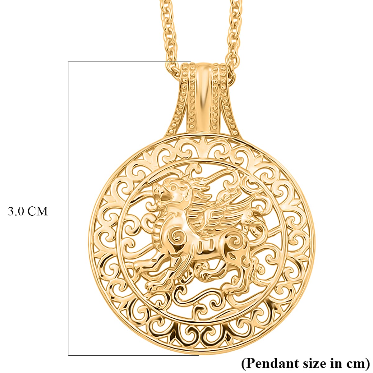 Pendant in Yellow Gold Plated Sterling Silver with Chain (Size 20)