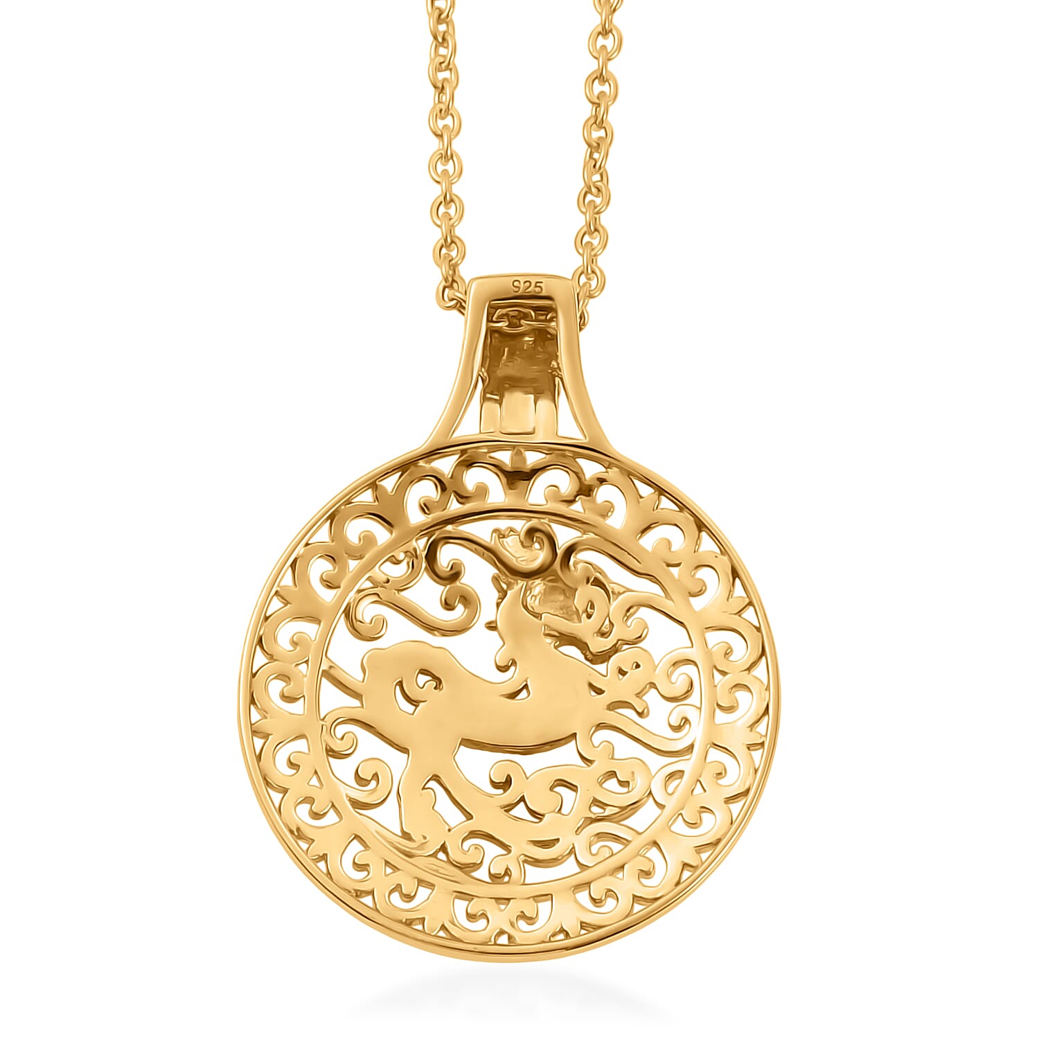 Pendant in Yellow Gold Plated Sterling Silver with Chain (Size 20)