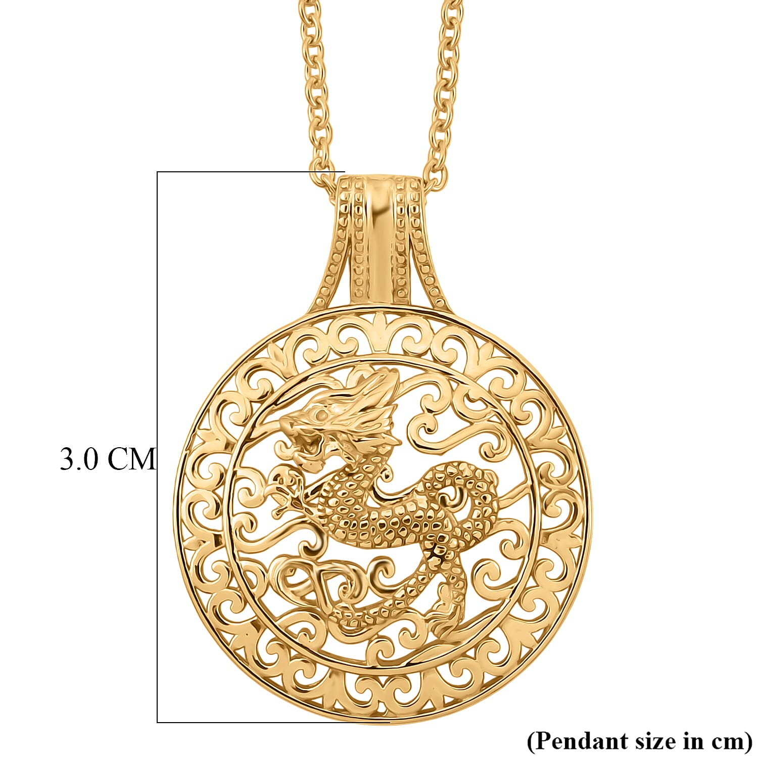Pendant in Yellow Gold Plated Sterling Silver with Chain (Size 20)