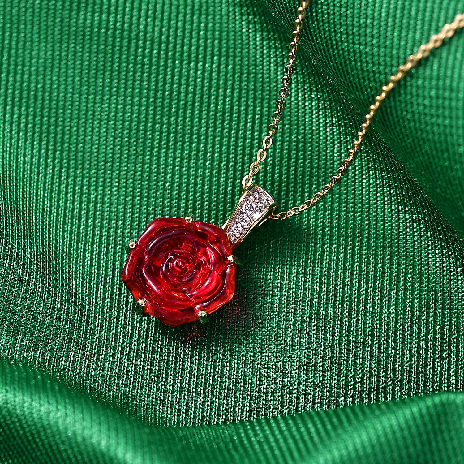 GP- Murano Glass, White Zircon & Blue Sapphire Pendant with Chain (Size 20) in 18K Vermeil Yellow Gold Plated Sterling Silver 3.88 Ct.