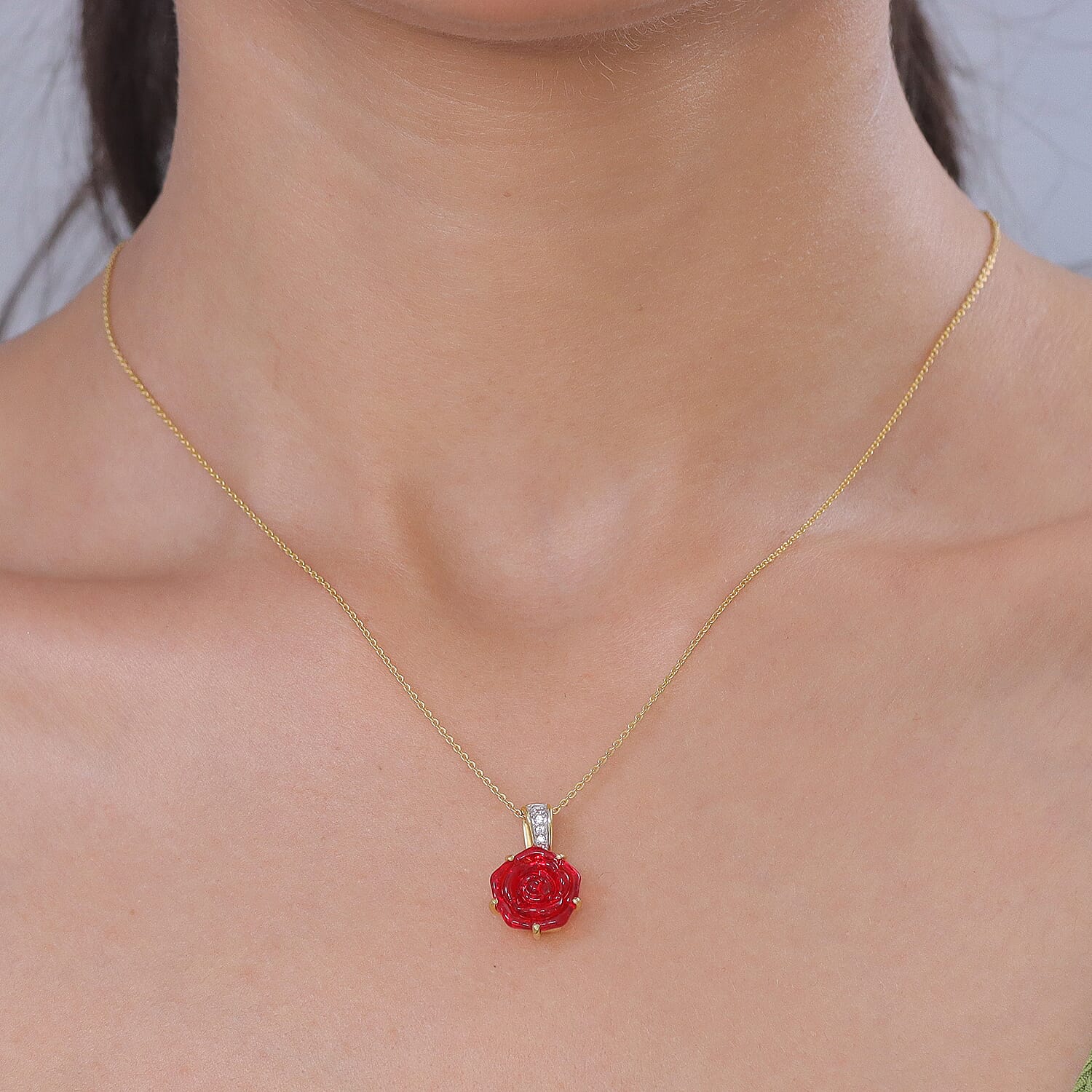 GP- Murano Glass, White Zircon & Blue Sapphire Pendant with Chain (Size 20) in 18K Vermeil Yellow Gold Plated Sterling Silver 3.88 Ct.