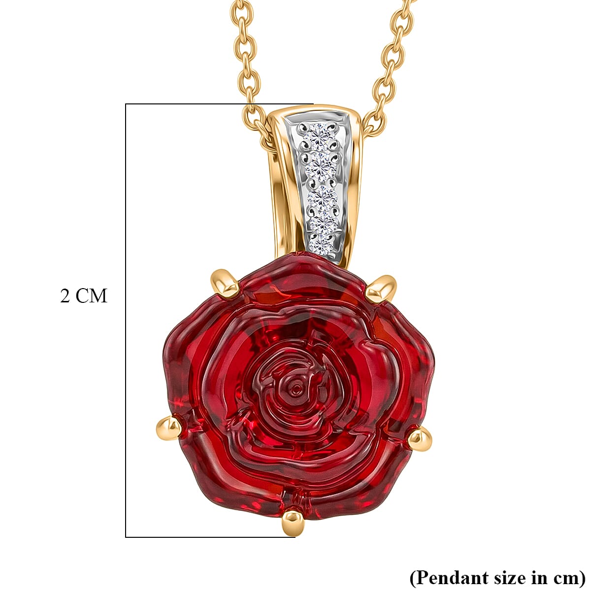 GP- Murano Glass, White Zircon & Blue Sapphire Pendant with Chain (Size 20) in 18K Vermeil Yellow Gold Plated Sterling Silver 3.88 Ct.