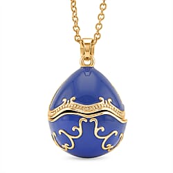 White Crystal & Multi Colour Enameld Egg Pendant with Chain (Size 24-2 Ext) in Yellow Gold Tone
