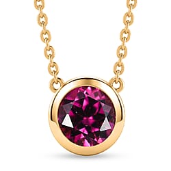 Rachel Galley - AAA Rhodolite Garnet Pendant with Chain (Size 20) in 18K Vermeil Yellow Gold Plated Sterling Silver
