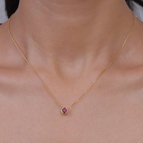 Rachel Galley - AAA Rhodolite Garnet Pendant with Chain (Size 20) in 18K Vermeil Yellow Gold Plated Sterling Silver