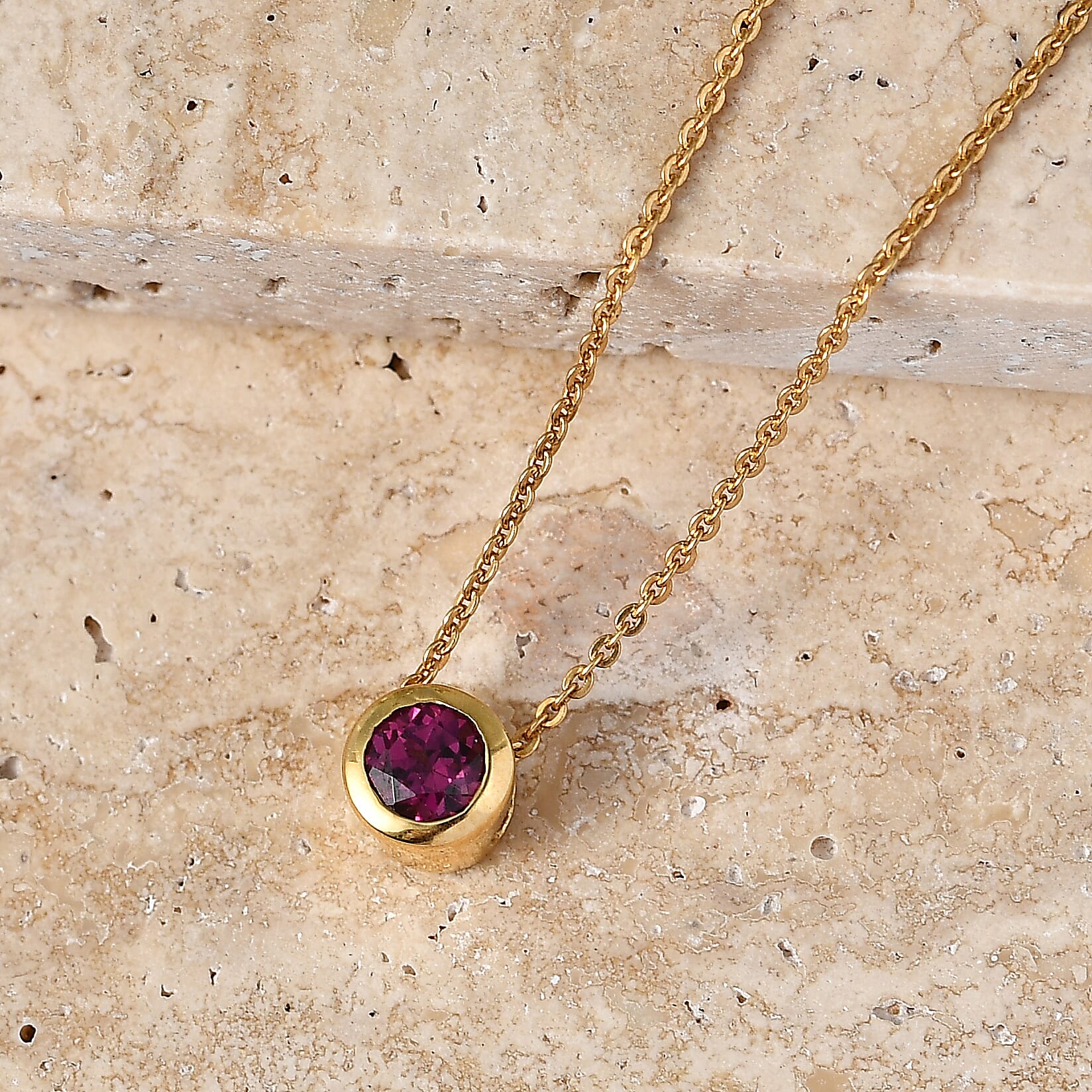 Rachel Galley - AAA Rhodolite Garnet Pendant with Chain (Size 20) in 18K Vermeil Yellow Gold Plated Sterling Silver