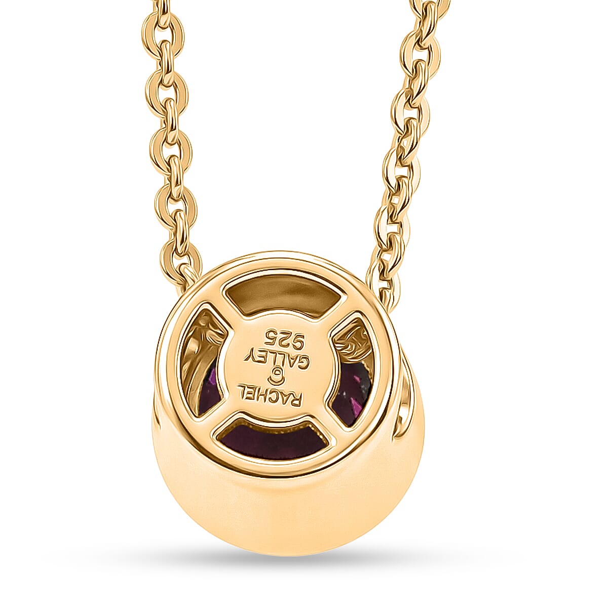Rachel Galley - AAA Rhodolite Garnet Pendant with Chain (Size 20) in 18K Vermeil Yellow Gold Plated Sterling Silver