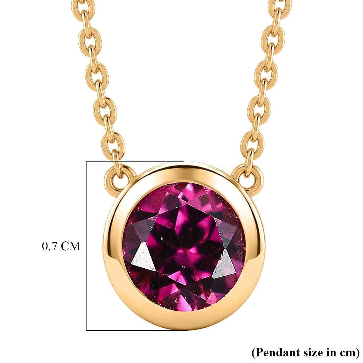 Rachel Galley - AAA Rhodolite Garnet Pendant with Chain (Size 20) in 18K Vermeil Yellow Gold Plated Sterling Silver