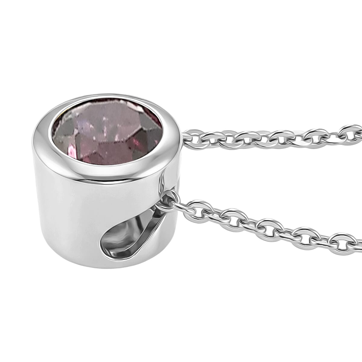 Rachel Galley - AAA Rhodolite Garnet Pendant with Chain (Size 20) in Rhodium Overlay Sterling Silver