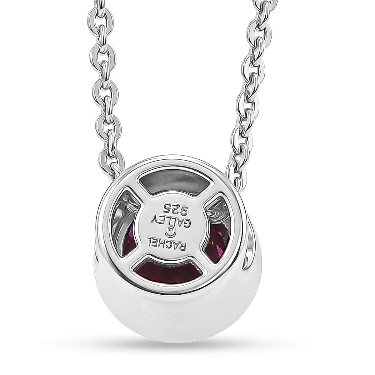 Rachel Galley - AAA Rhodolite Garnet Pendant with Chain (Size 20) in Rhodium Overlay Sterling Silver