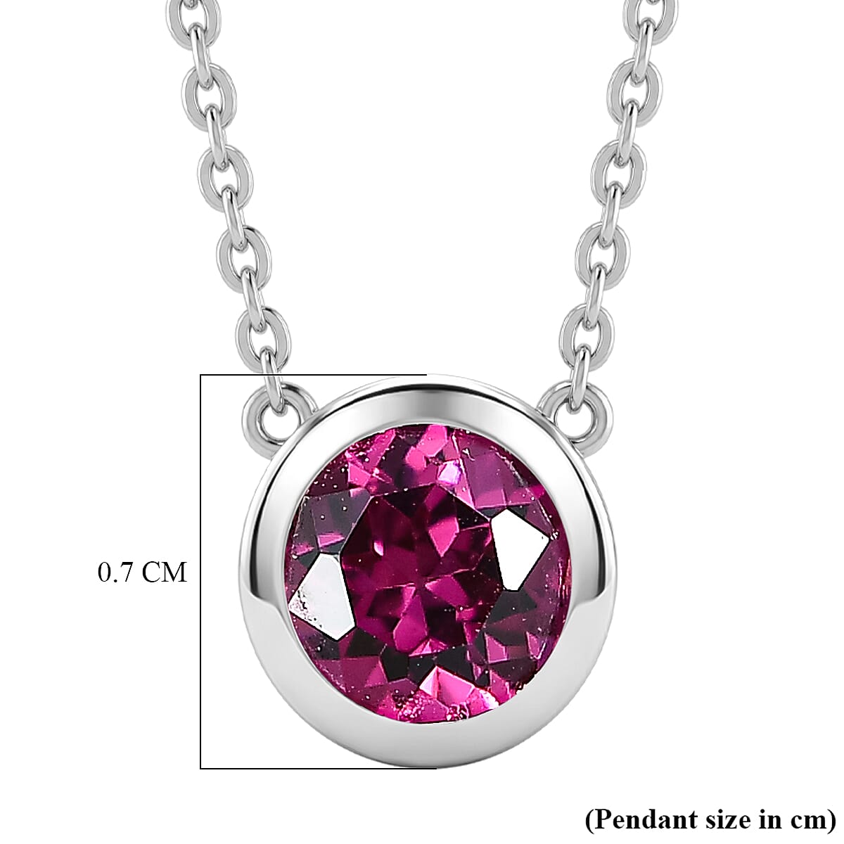Rachel Galley - AAA Rhodolite Garnet Pendant with Chain (Size 20) in Rhodium Overlay Sterling Silver