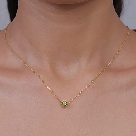 Rachel Galley - AAA Peridot Pendant with Chain (Size 20) in 18K Vermeil Yellow Gold Plated Sterling Silver