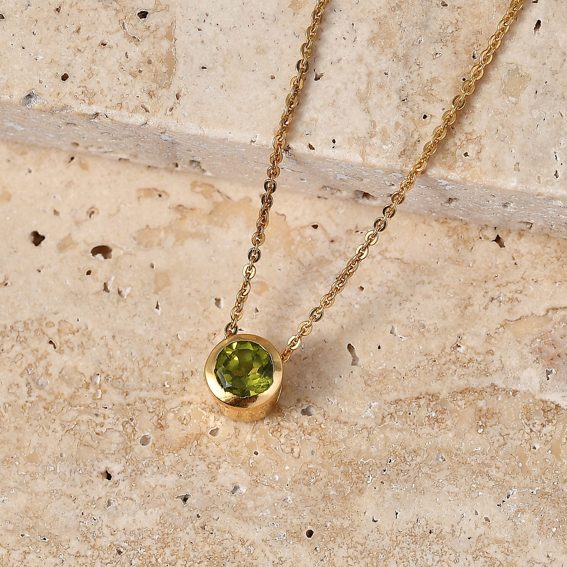 Rachel Galley - AAA Peridot Pendant with Chain (Size 20) in 18K Vermeil Yellow Gold Plated Sterling Silver