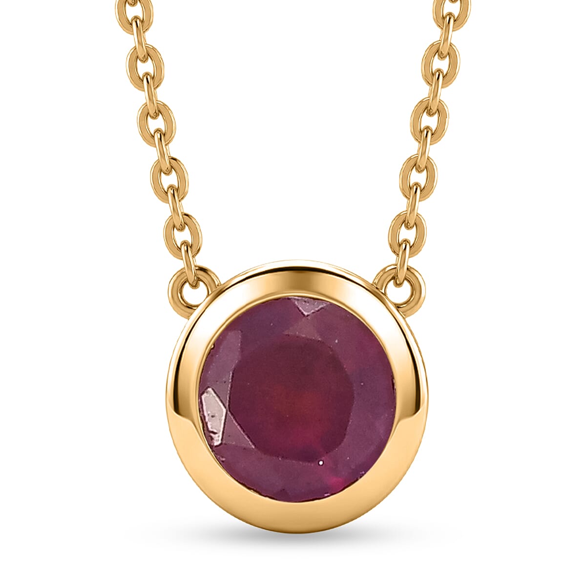Rachel Galley - AAA African Ruby Pendant with Chain (Size 20) in 18K Vermeil Yellow Gold Plated Sterling Silver