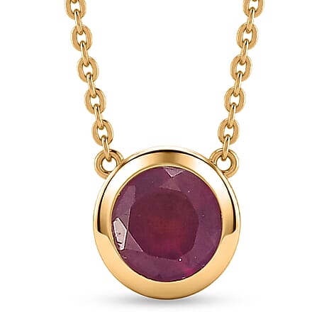 Rachel Galley - AAA African Ruby Pendant with Chain (Size 20) in 18K Vermeil Yellow Gold Plated Sterling Silver