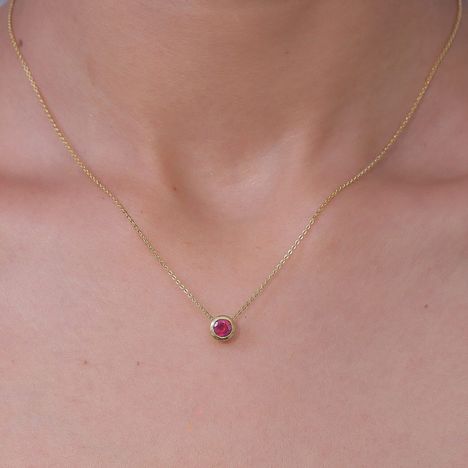 Rachel Galley - AAA African Ruby Pendant with Chain (Size 20) in 18K Vermeil Yellow Gold Plated Sterling Silver