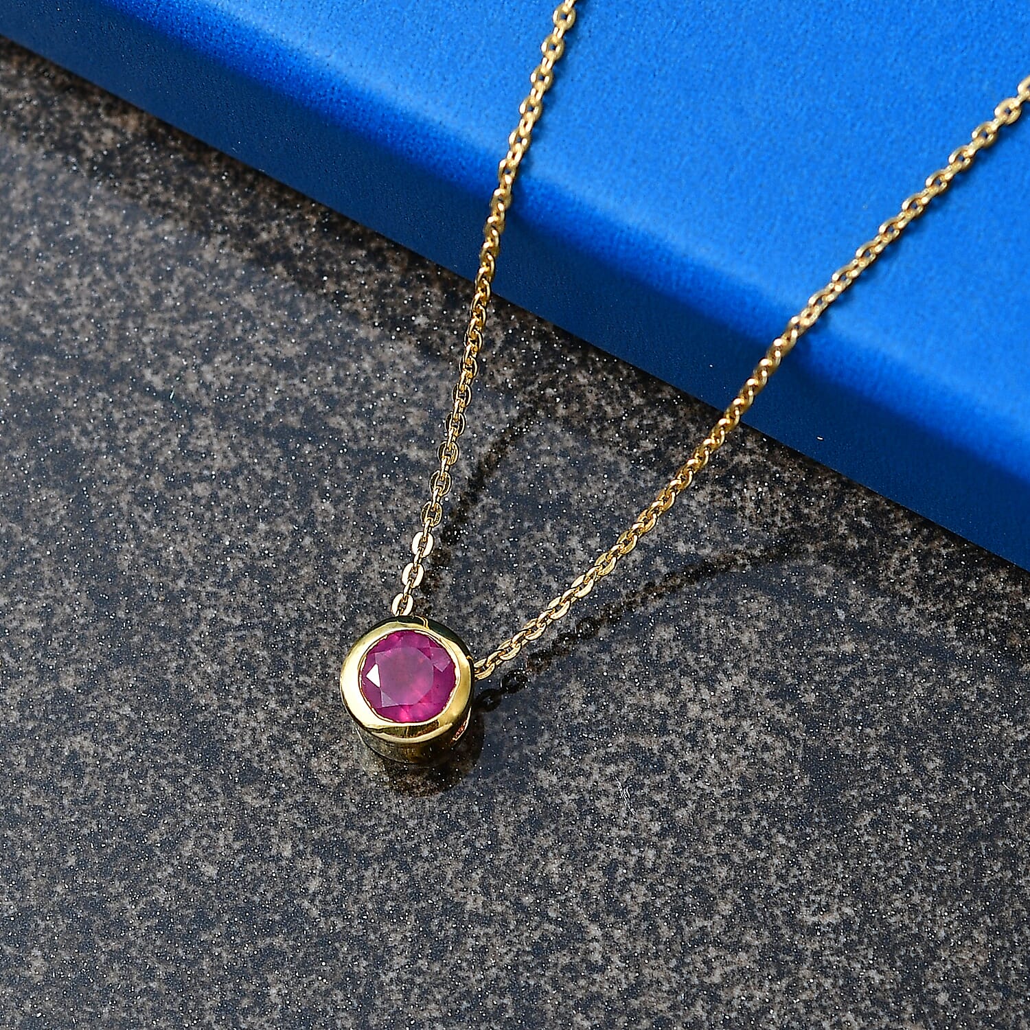 Rachel Galley - AAA African Ruby Pendant with Chain (Size 20) in 18K Vermeil Yellow Gold Plated Sterling Silver
