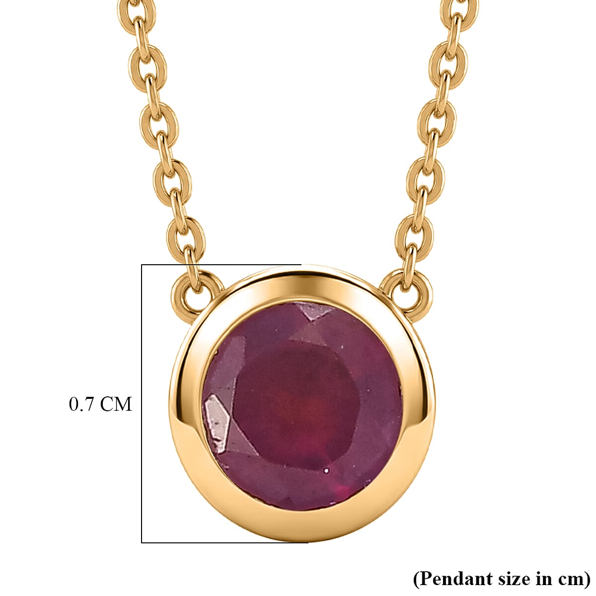 Rachel Galley - AAA African Ruby Pendant with Chain (Size 20) in 18K Vermeil Yellow Gold Plated Sterling Silver
