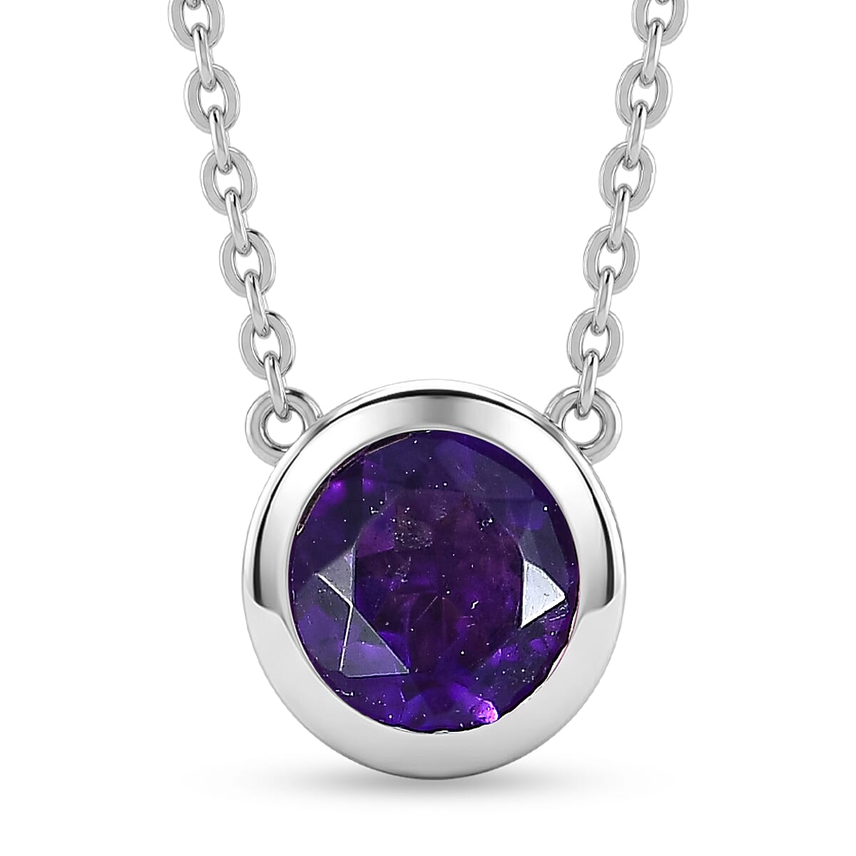 Rachel Galley - AAA African Amethyst Pendant with Chain (Size 20) in Rhodium Overlay Sterling Silver