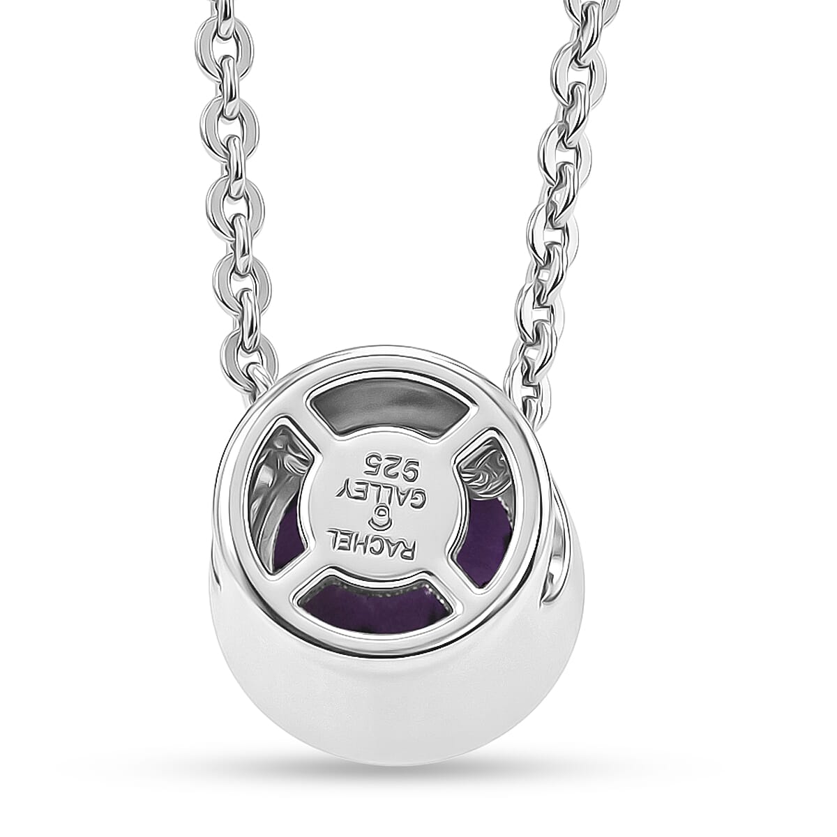 Rachel Galley - AAA African Amethyst Pendant with Chain (Size 20) in Rhodium Overlay Sterling Silver