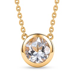 Rachel Galley - AAA White Topaz Pendant with Chain (Size 20) in 18K Vermeil Yellow Gold Plated Sterling Silver