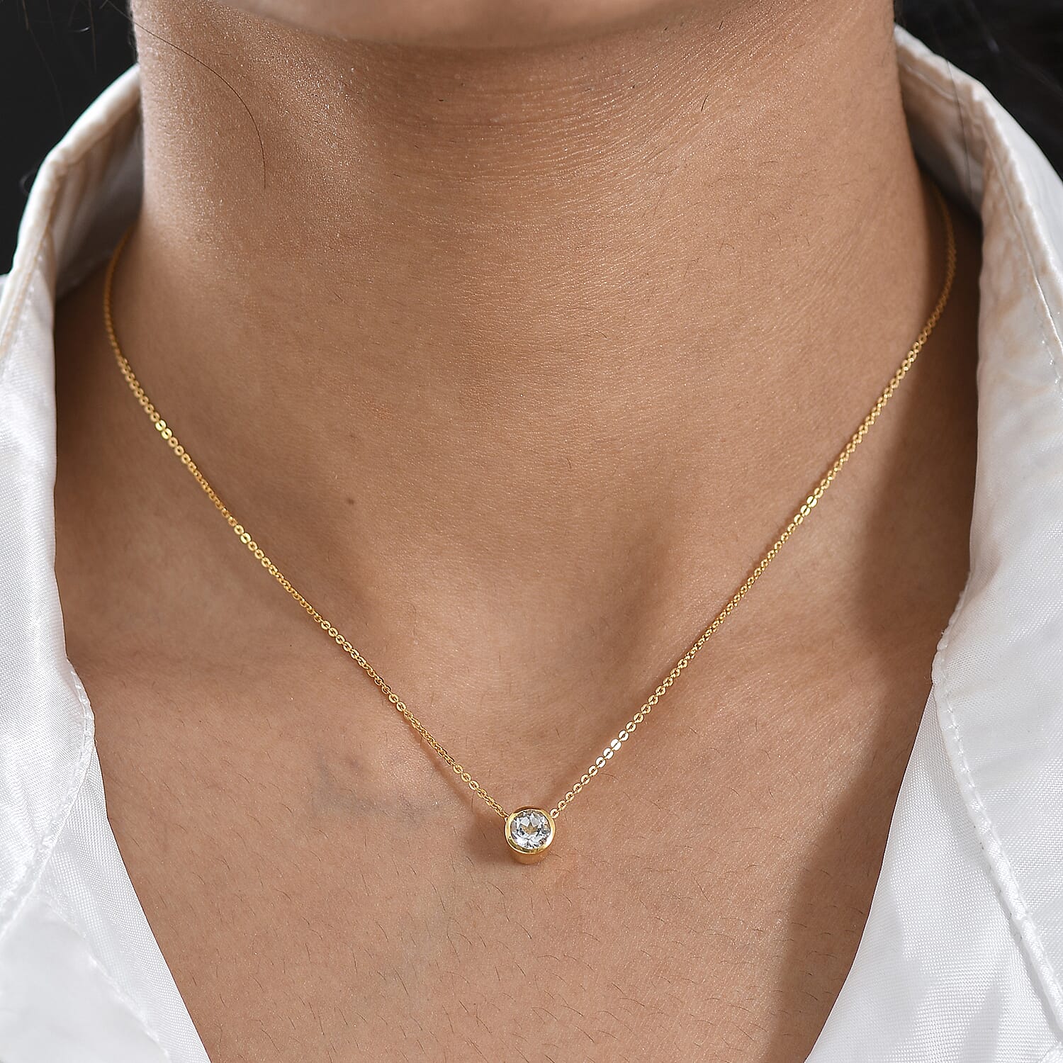 Rachel Galley - AAA White Topaz Pendant with Chain (Size 20) in 18K Vermeil Yellow Gold Plated Sterling Silver
