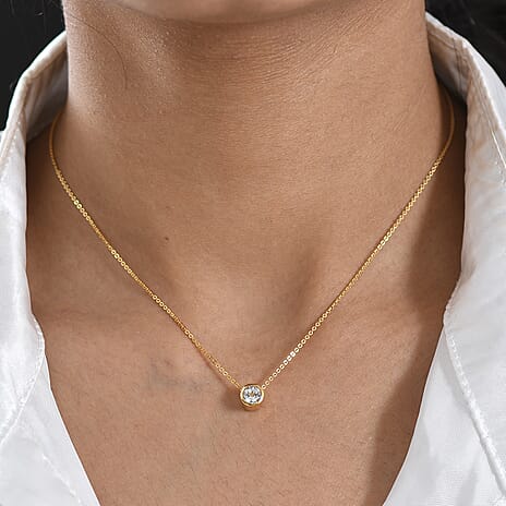 Rachel Galley - AAA White Topaz Pendant with Chain (Size 20) in 18K Vermeil Yellow Gold Plated Sterling Silver