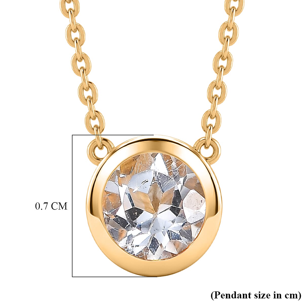 Rachel Galley - AAA White Topaz Pendant with Chain (Size 20) in 18K Vermeil Yellow Gold Plated Sterling Silver