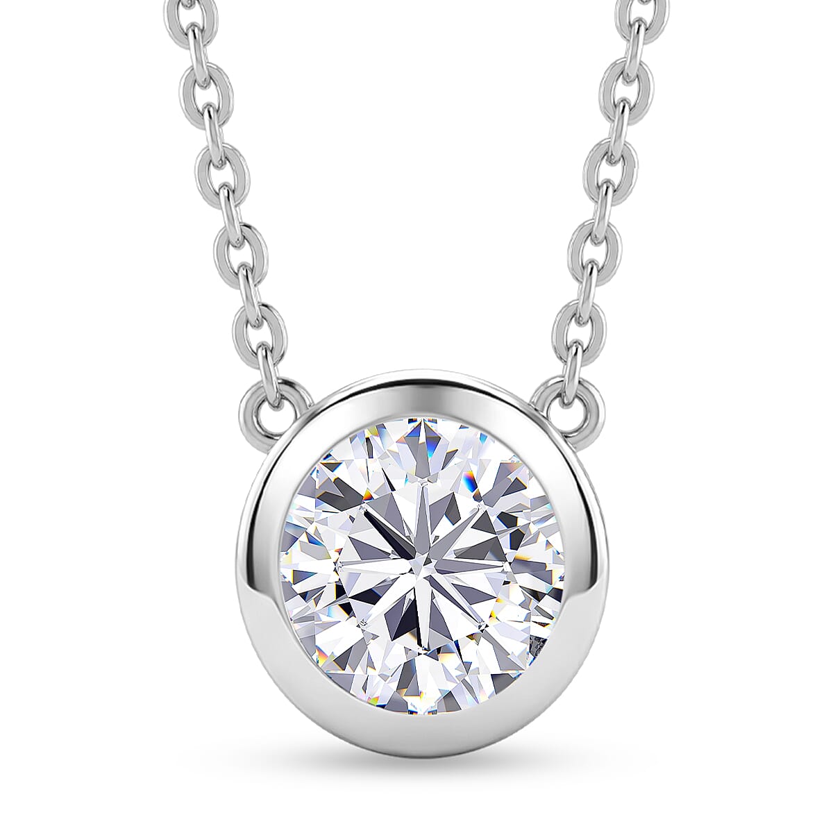 Rachel Galley - AAA White Topaz Pendant with Chain (Size 20) in Rhodium Overlay Sterling Silver