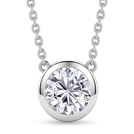 Rachel Galley - AAA White Topaz Pendant with Chain (Size 20) in Rhodium Overlay Sterling Silver
