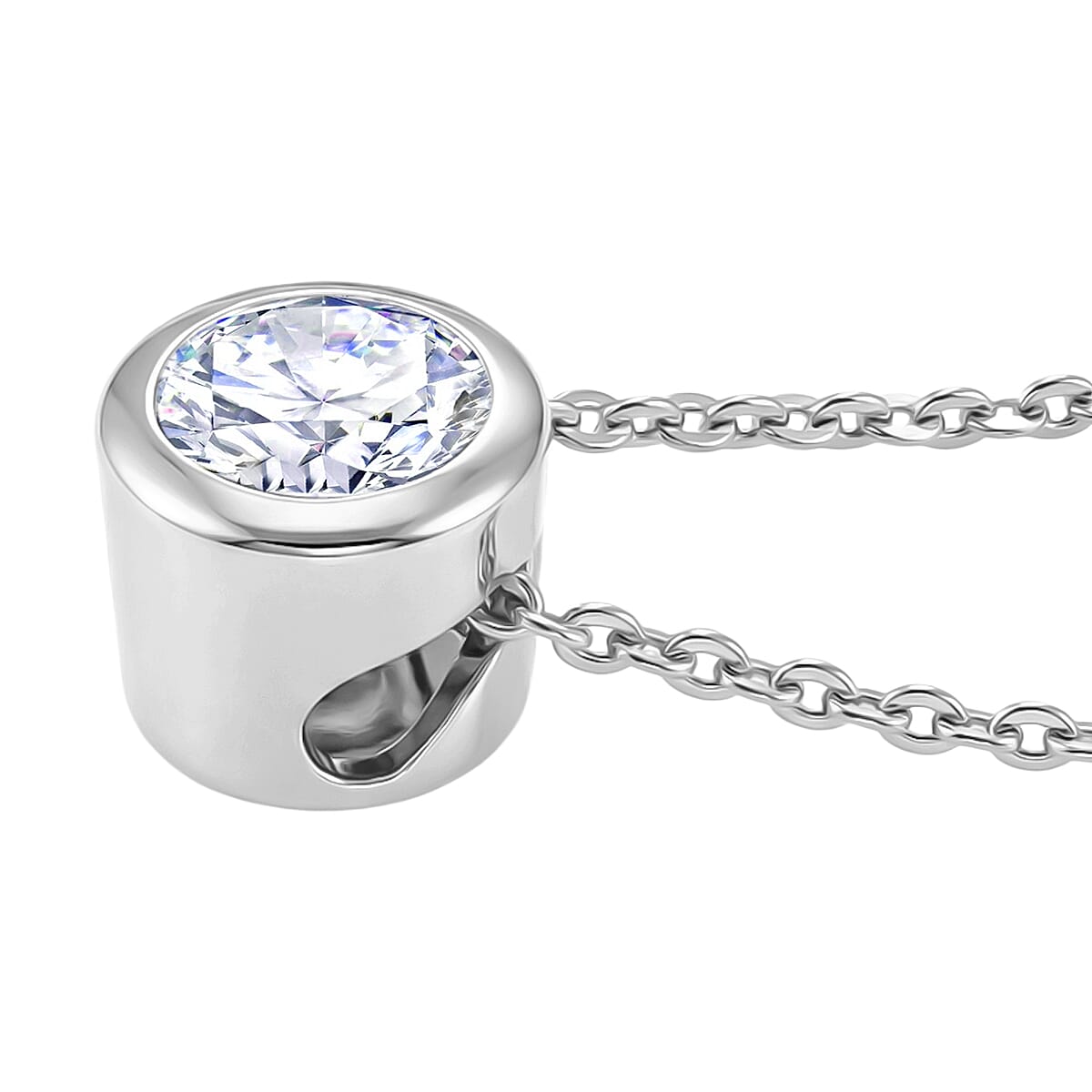 Rachel Galley - AAA White Topaz Pendant with Chain (Size 20) in Rhodium Overlay Sterling Silver