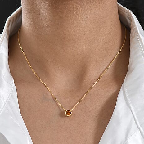 Rachel Galley - AAA Citrine Pendant with Chain (Size 20) in 18K Vermeil Yellow Gold Plated Sterling Silver