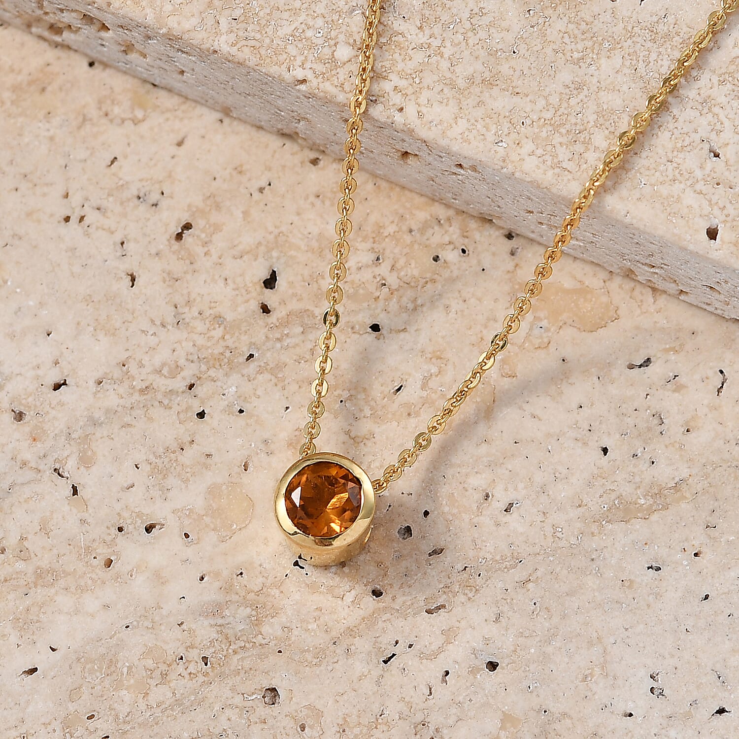 Rachel Galley - AAA Citrine Pendant with Chain (Size 20) in 18K Vermeil Yellow Gold Plated Sterling Silver