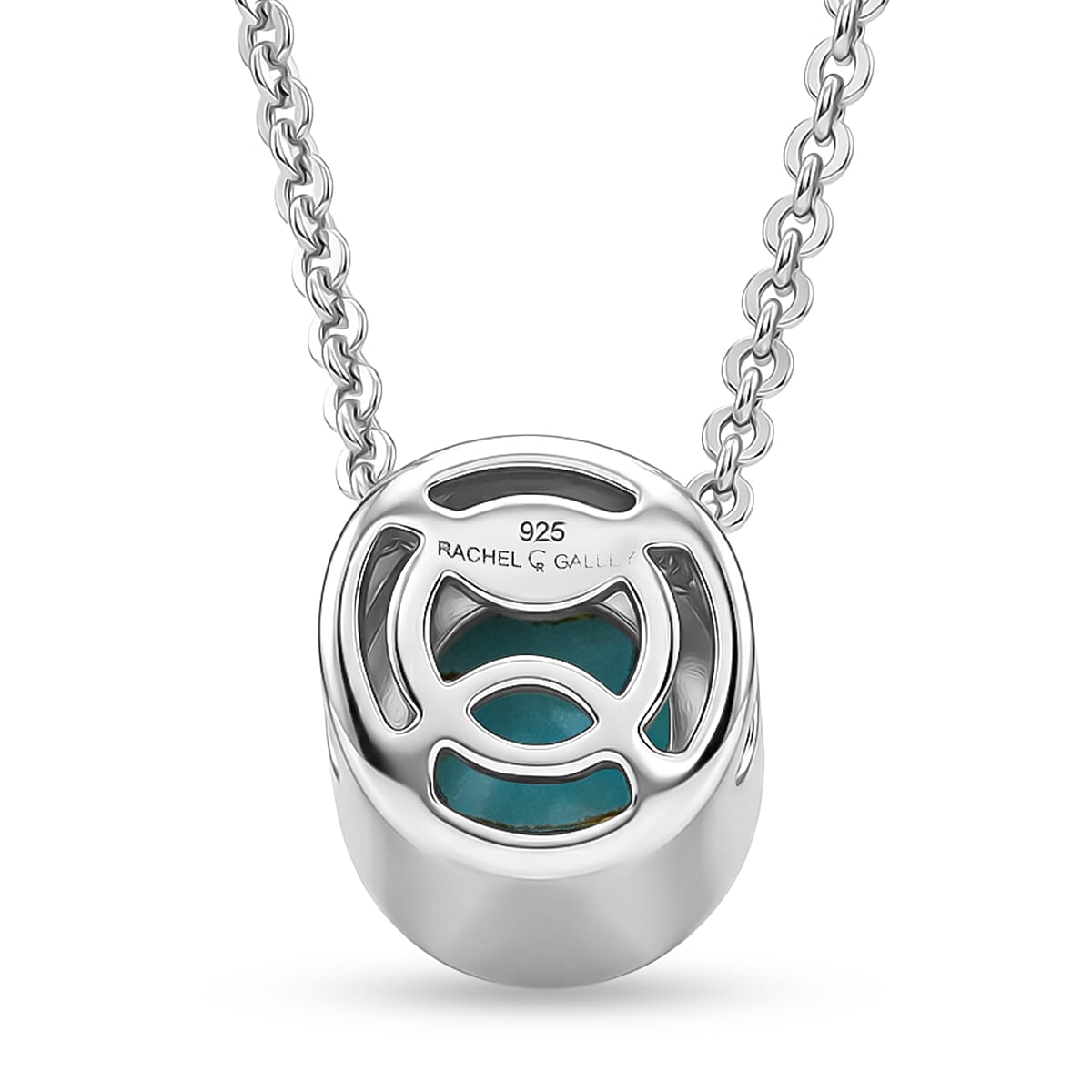 Rachel Galley - AAA Sleeping Beauty Turquoise Pendant with Chain (Size 20) in Rhodium Overlay Sterling Silver
