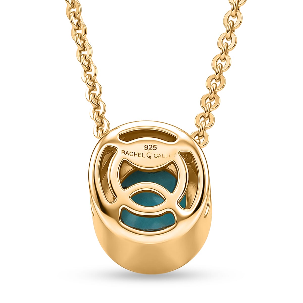 Rachel Galley - AAA Sleeping Beauty Turquoise Pendant with Chain (Size 20) in 18K Vermeil Yellow Gold Plated Sterling Silver
