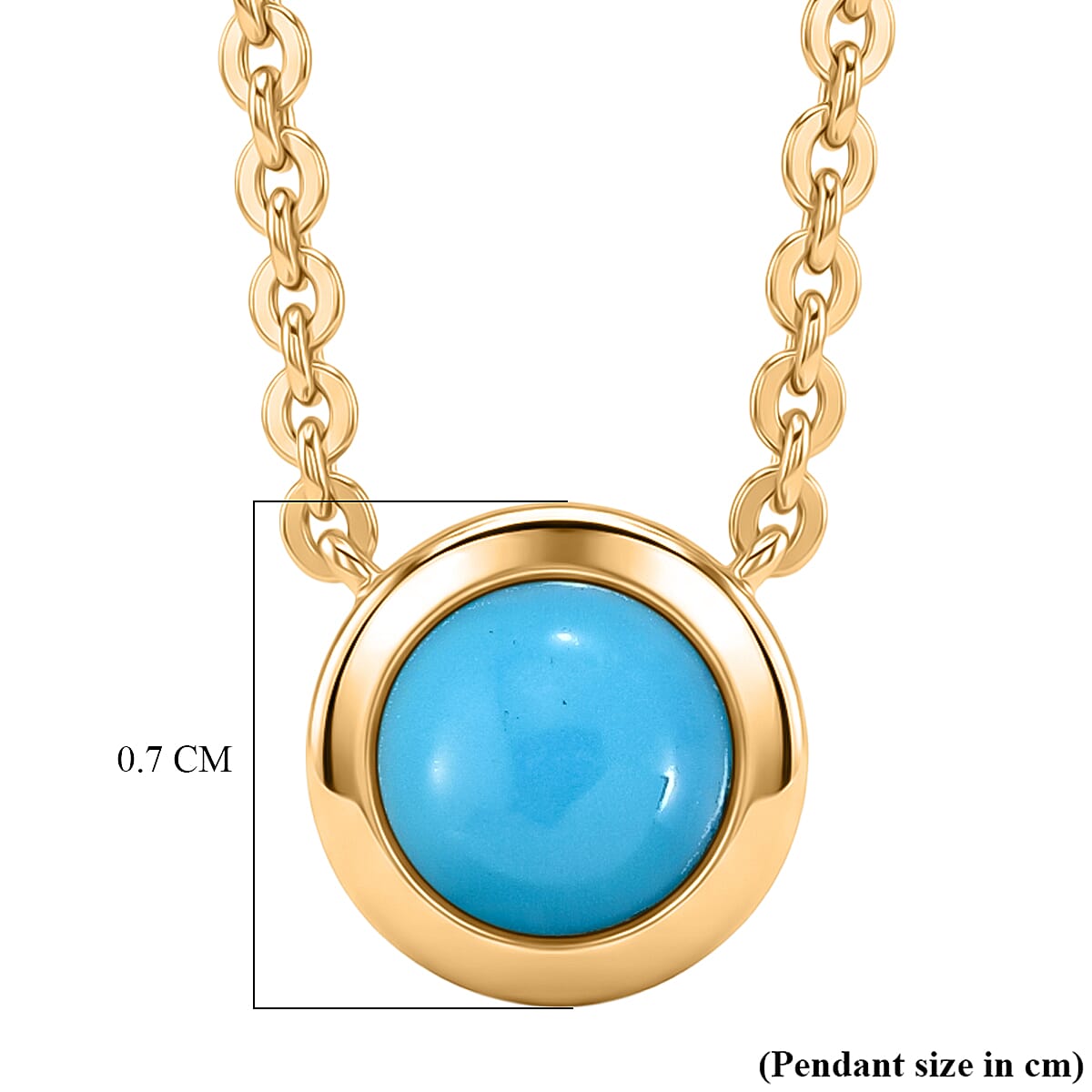Rachel Galley - AAA Sleeping Beauty Turquoise Pendant with Chain (Size 20) in 18K Vermeil Yellow Gold Plated Sterling Silver