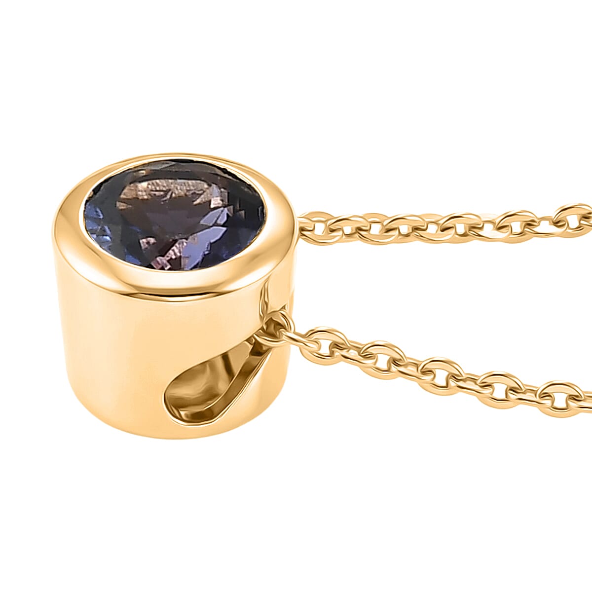 Rachel Galley - Tanzanite Solitaire Pendant with Chain (Size 20) in 18K Vermeil Yellow Gold Plated Sterling Silver