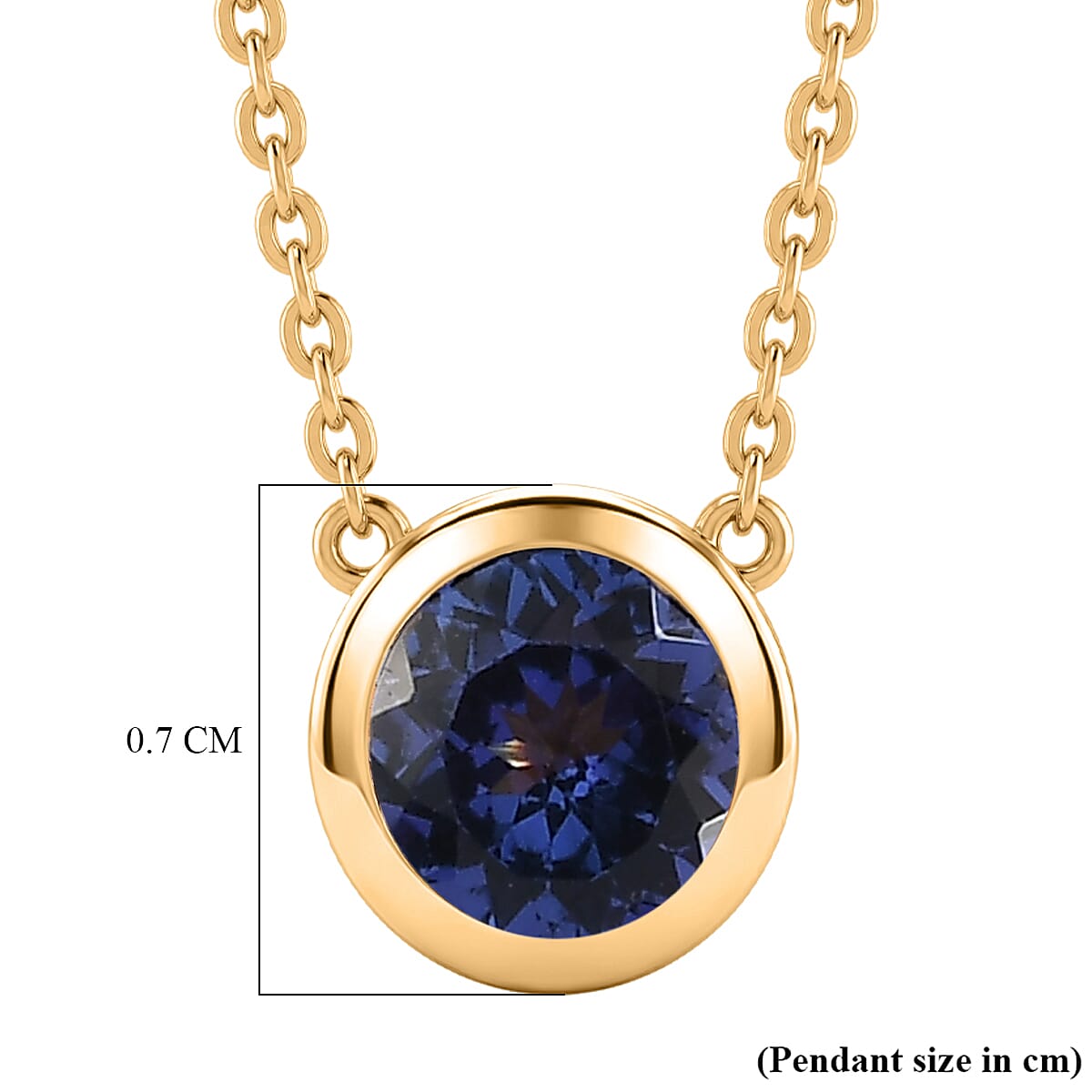 Rachel Galley - Tanzanite Solitaire Pendant with Chain (Size 20) in 18K Vermeil Yellow Gold Plated Sterling Silver