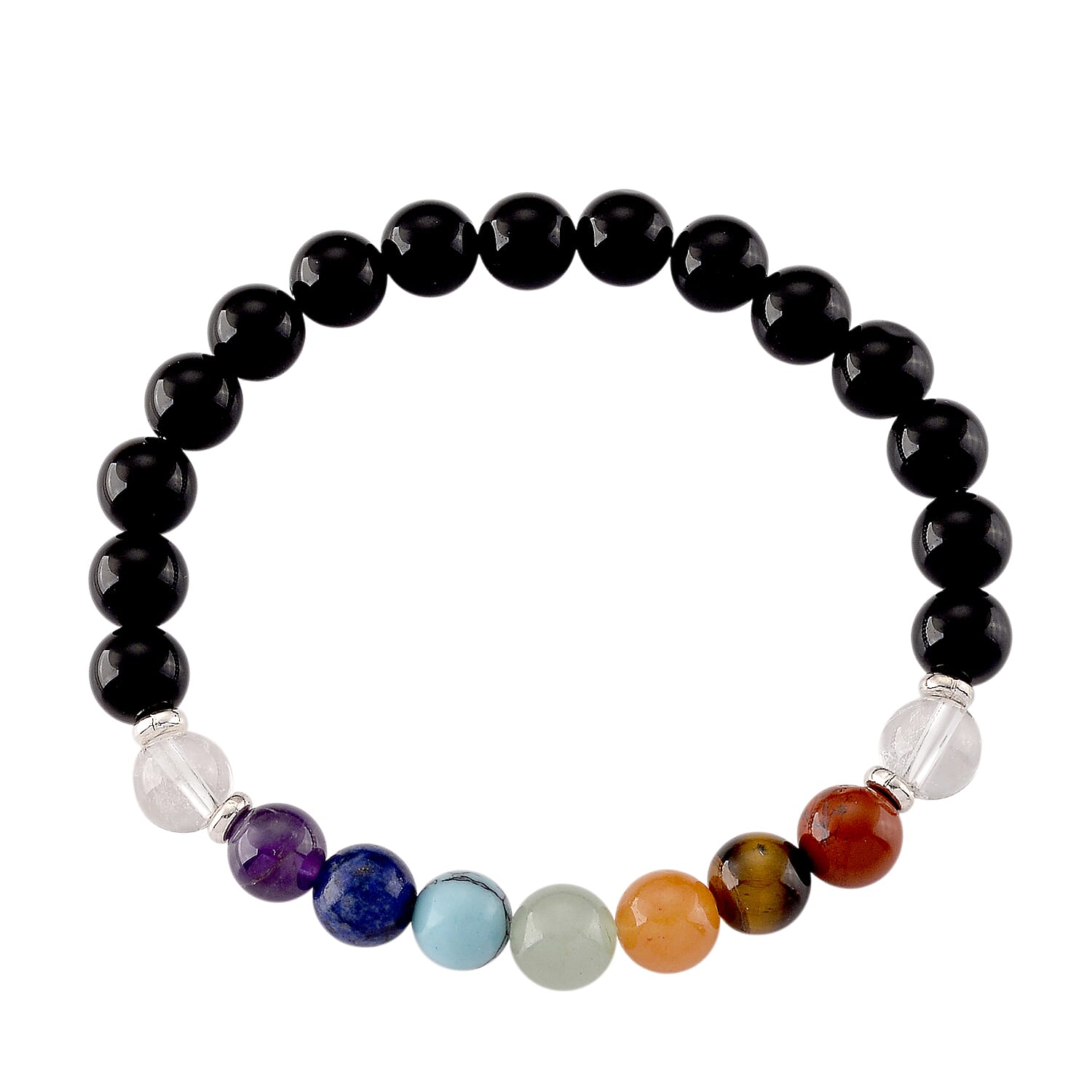 Close Out Deal- Set of 2 - Multi Gemstones Seven Chakra Healing Stones and  Stretchable Bracelet (Size - 7.5) &  780.00 Ct.